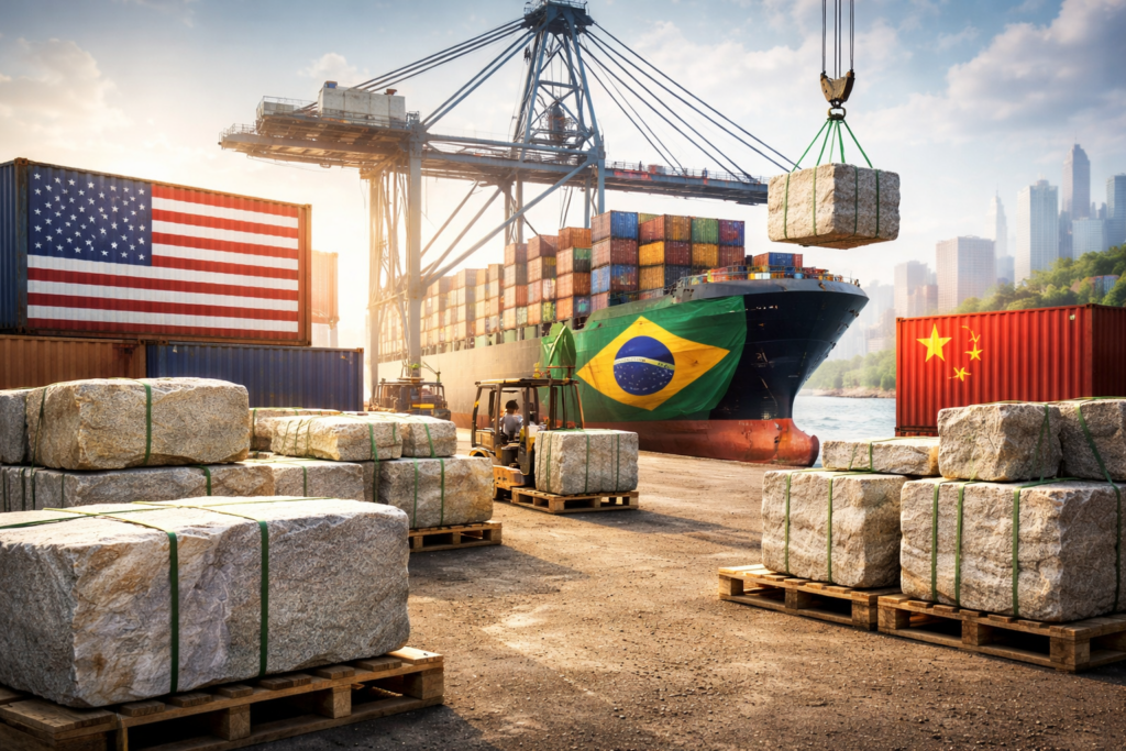 Exportações brasileiras de rochas em 2026 revelam mudança silenciosa na geografia do setor